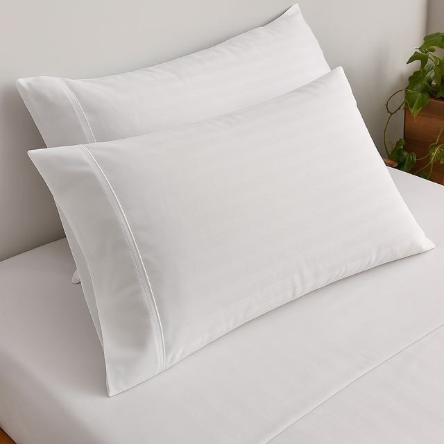 Funda Almohada King 50x95 Set X2 - 250 Hilos Raya Blanco