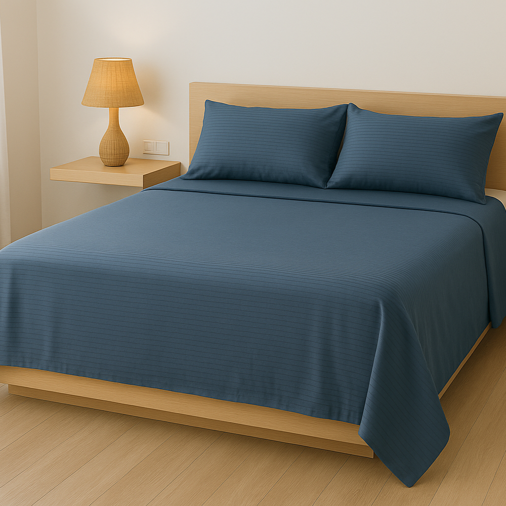 Plain White x Stripe Microfiber Sheet Set