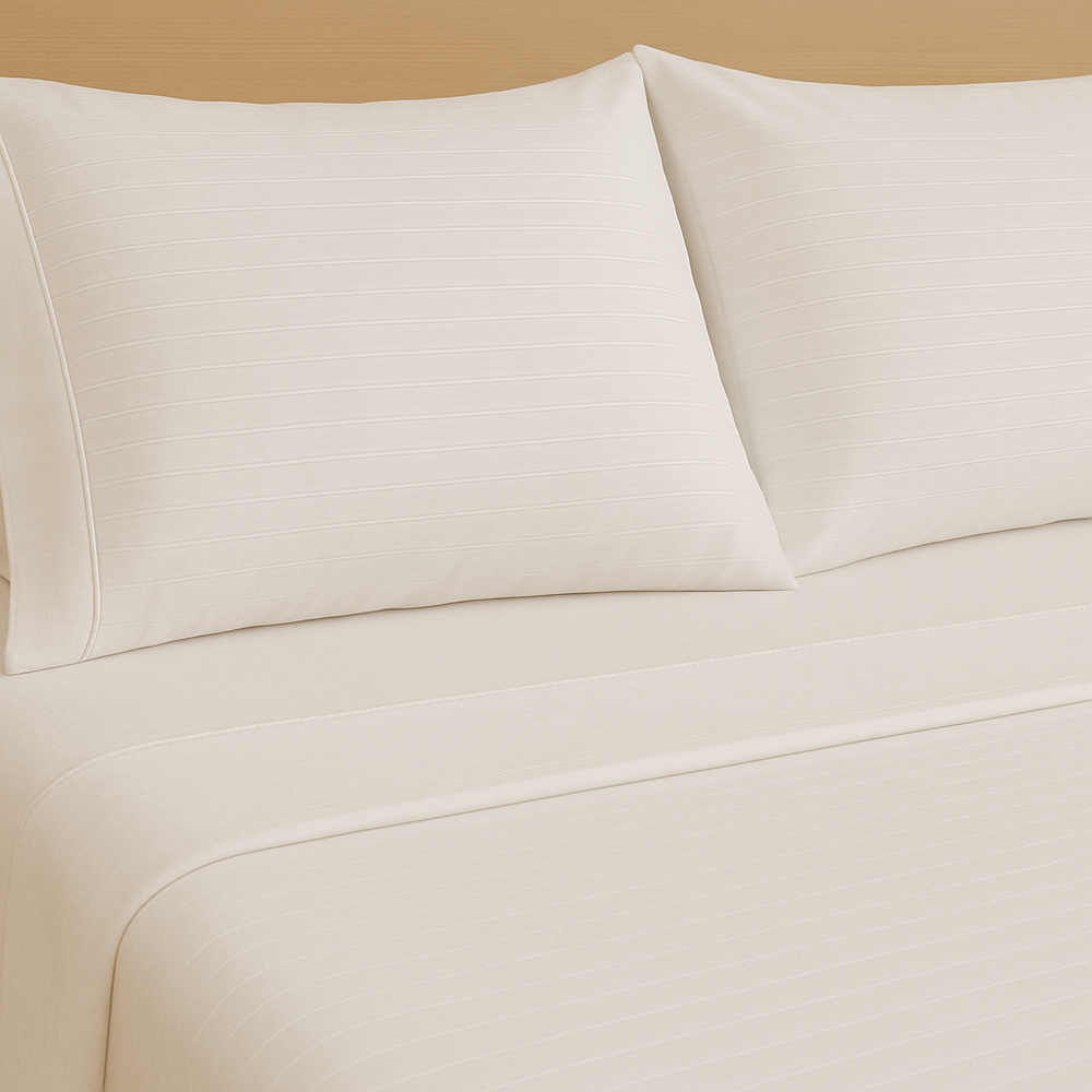 Plain White x Stripe Microfiber Sheet Set