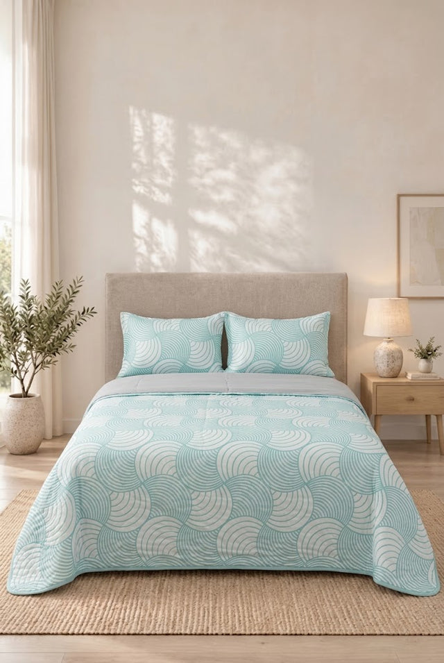 2 Almohadas + Cubrelecho + Sabanas 144 Hilos