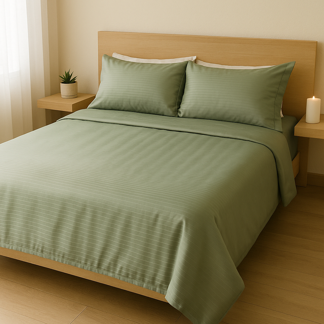 Plain White x Stripe Microfiber Sheet Set