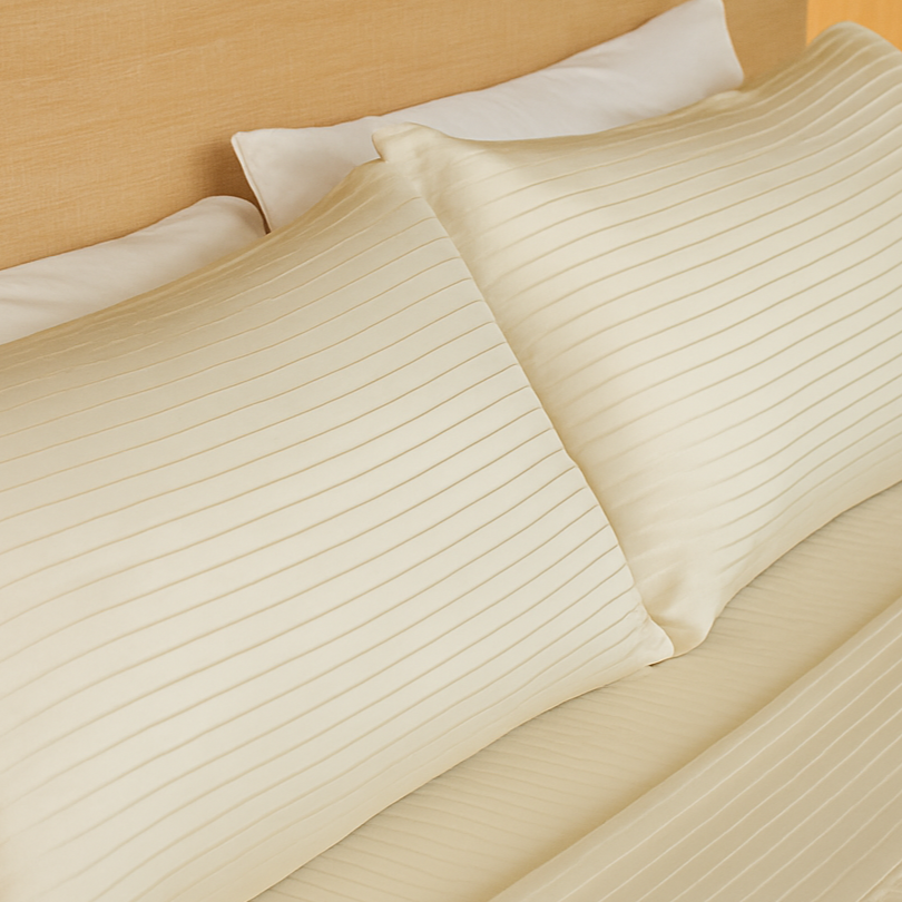 Plain White x Stripe Microfiber Sheet Set