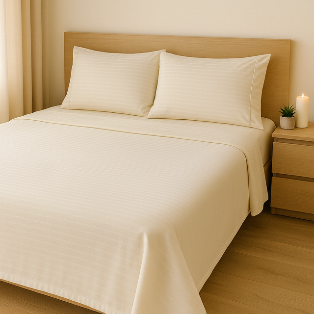 Plain White x Stripe Microfiber Sheet Set
