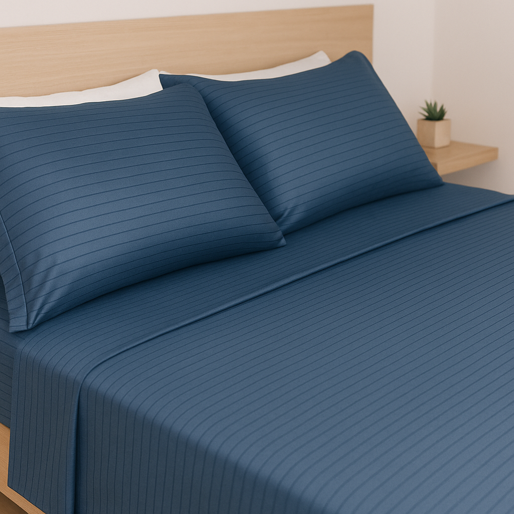 Plain White x Stripe Microfiber Sheet Set