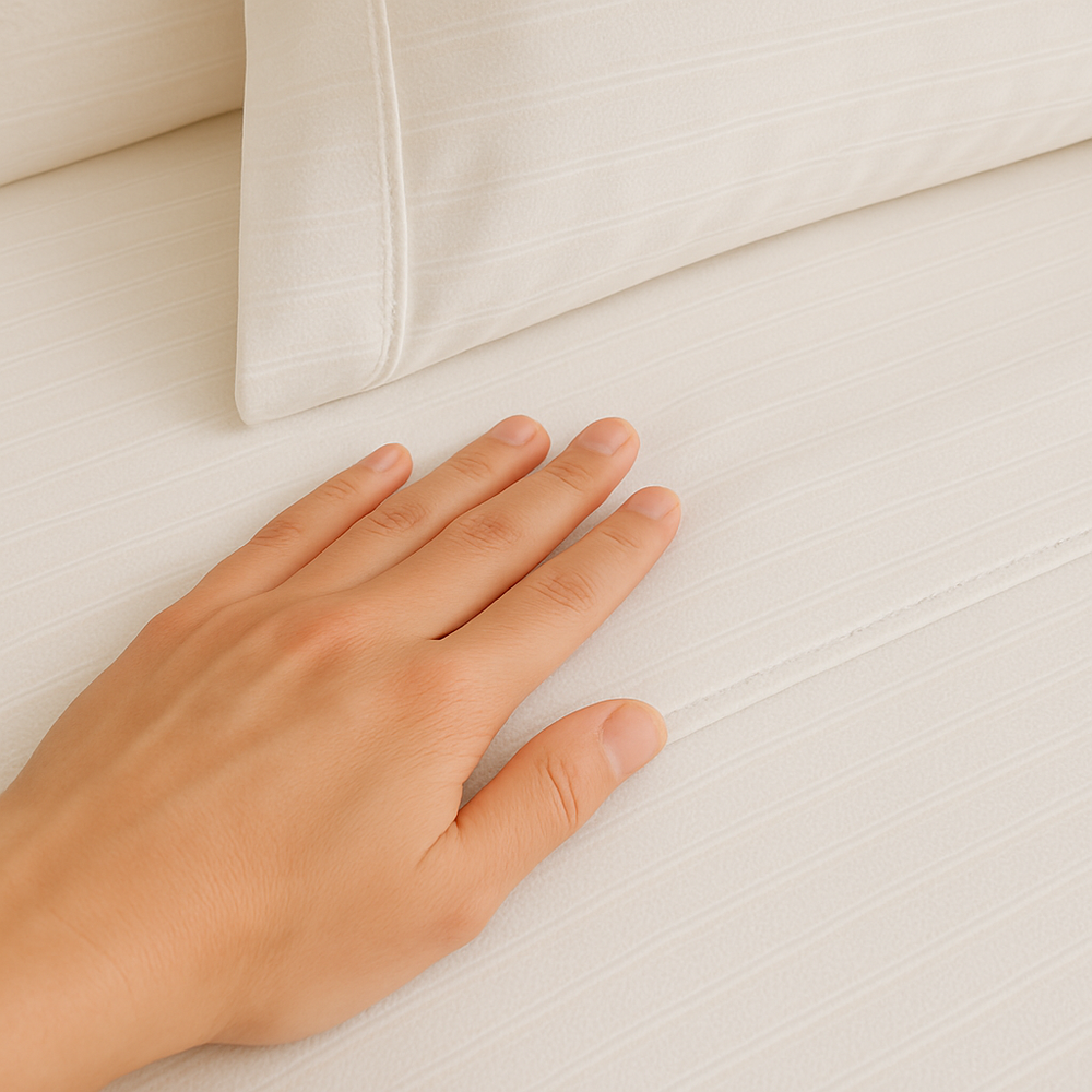 Plain White x Stripe Microfiber Sheet Set