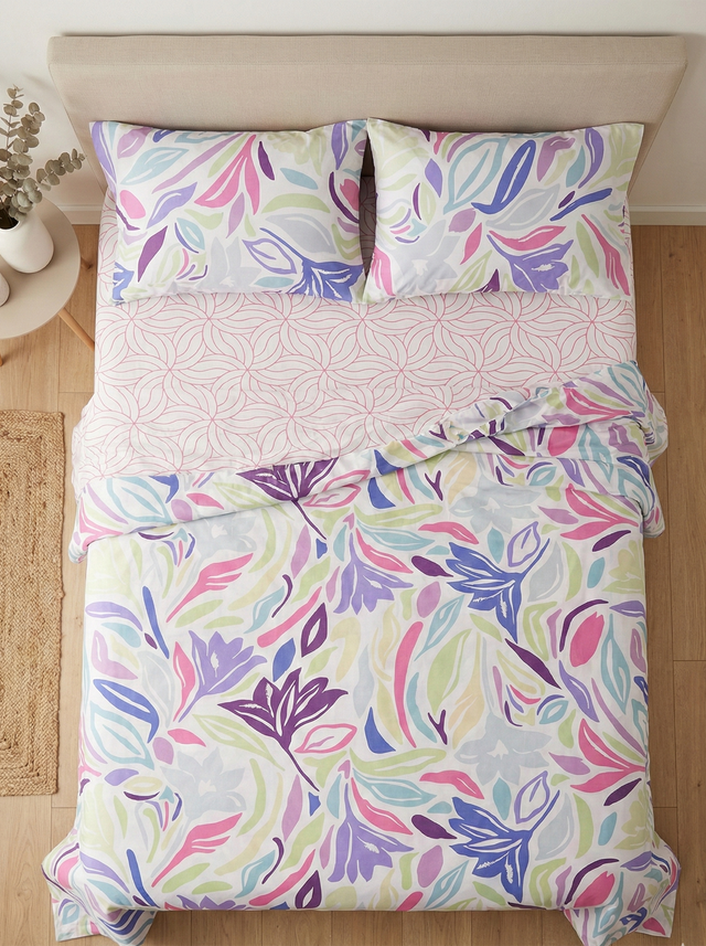 Juego de sábanas 144 hilos estampado naranja