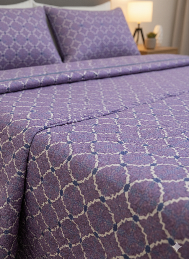 Cubrelecho Tru estampado circulos morazul - Doble faz