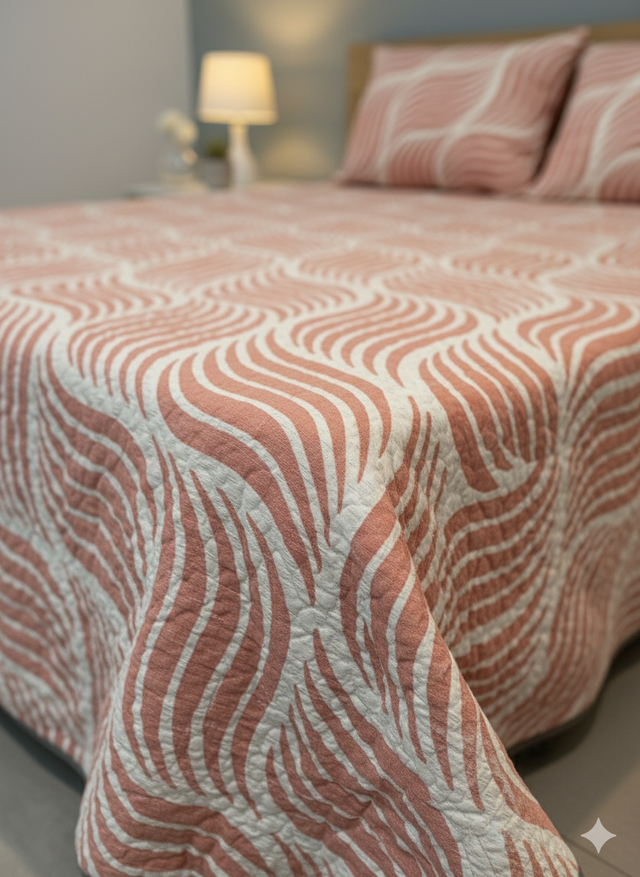 Cubrelecho Tru estampado terracota - Doble faz