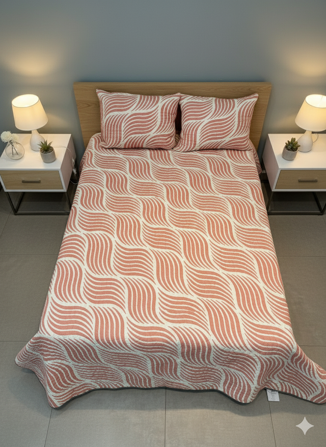 Cubrelecho Tru estampado terracota - Doble faz