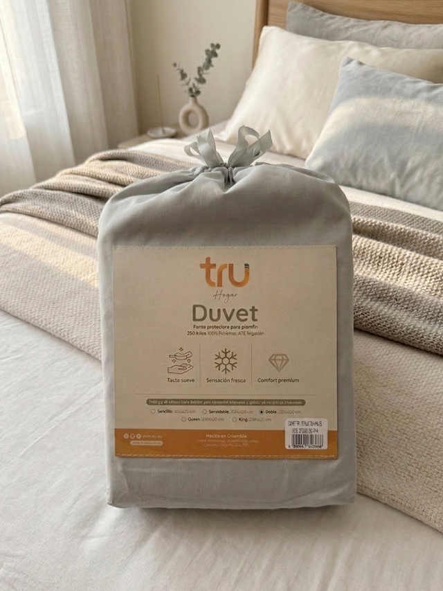 Duvet o Forro de Plumon 250 Hilos Gris Claro