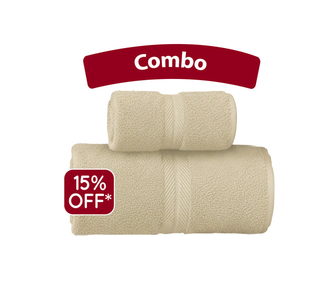 COMBO TOALLA ORIGEN BEIGE ( 1 cuerpo + 1 manos)