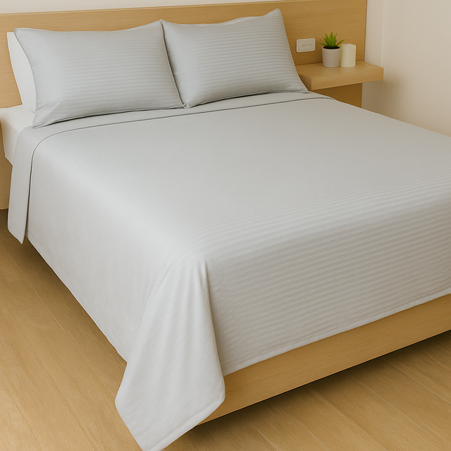 Plain White x Stripe Microfiber Sheet Set