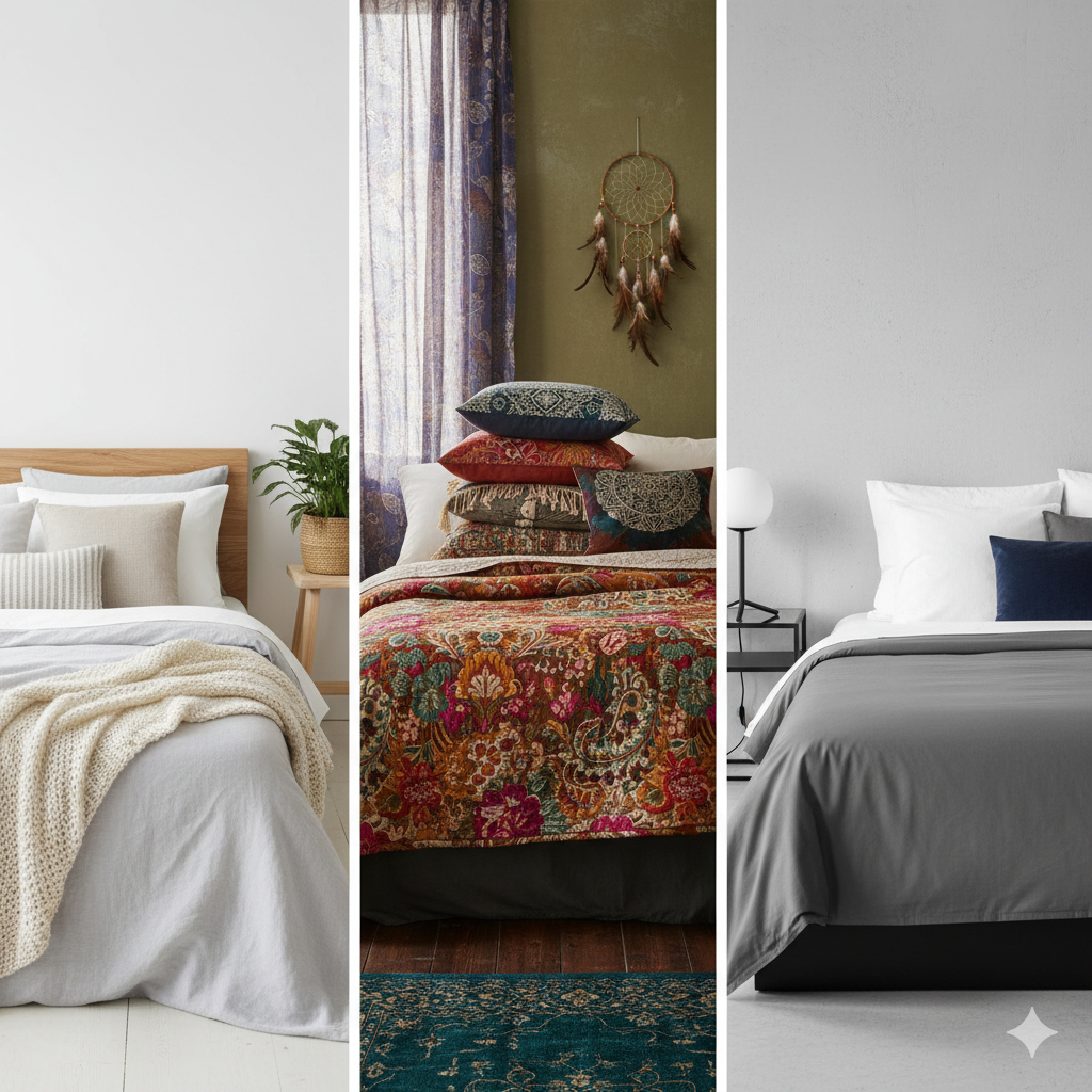 Estilos de habitaciones: escandinavo, bohemio, minimalista y cómo lograrlo con lencería