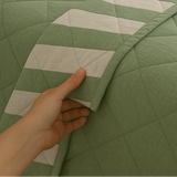 Edredón Doble Faz Microfibra Catiónica Rayas Verde Oliva