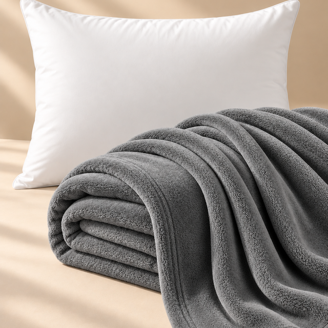 Cobija Flannel Fleece + 2 Almohada Fibra Siliconada