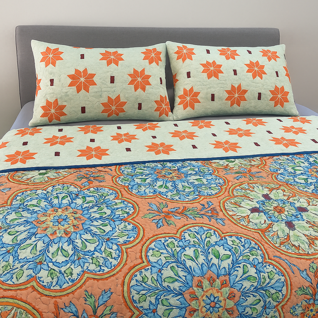 Cubrelecho Tru estampado Naranja Sevilla - Doble faz