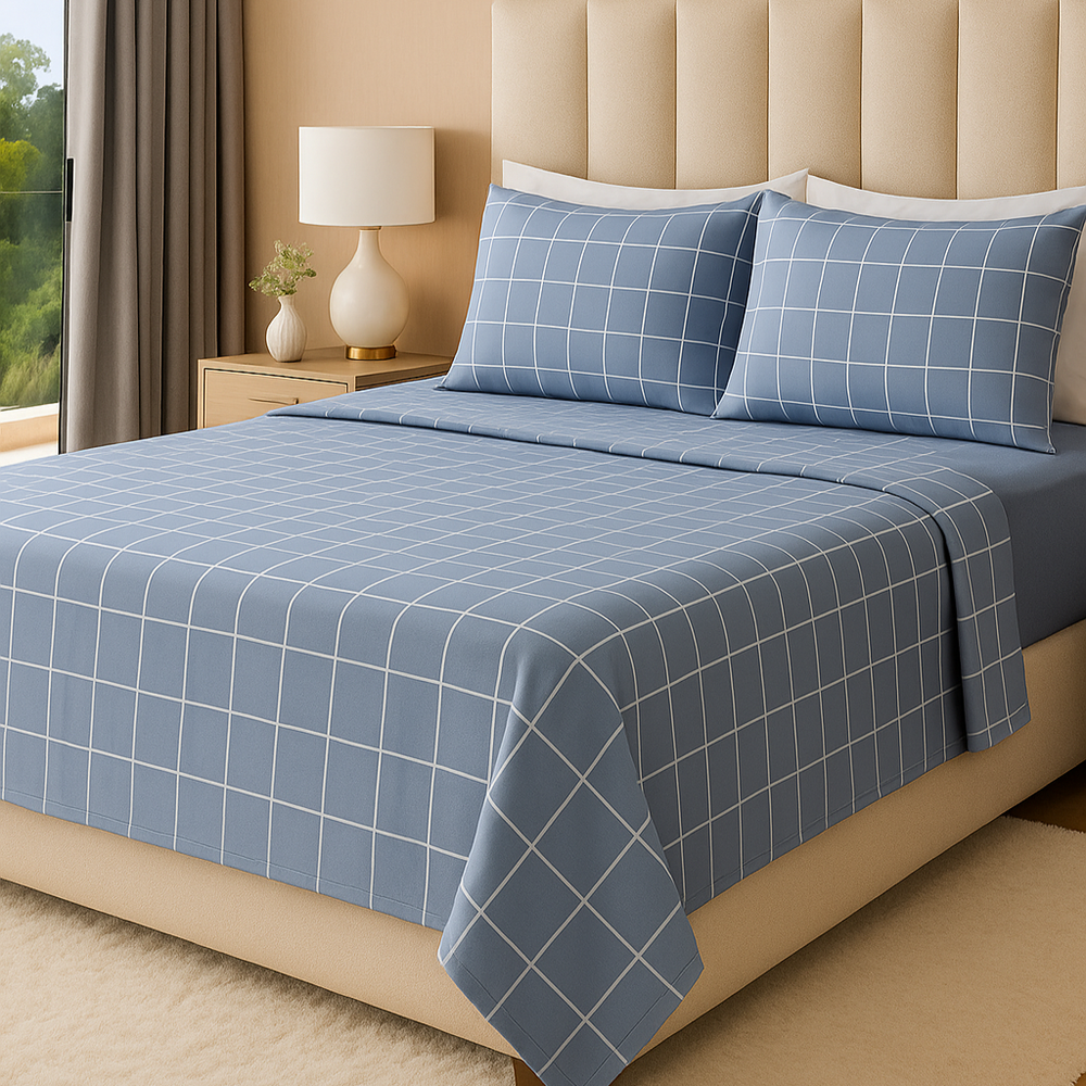 Juego de Sábanas Tru Microfibra Cationica Azul Indigo