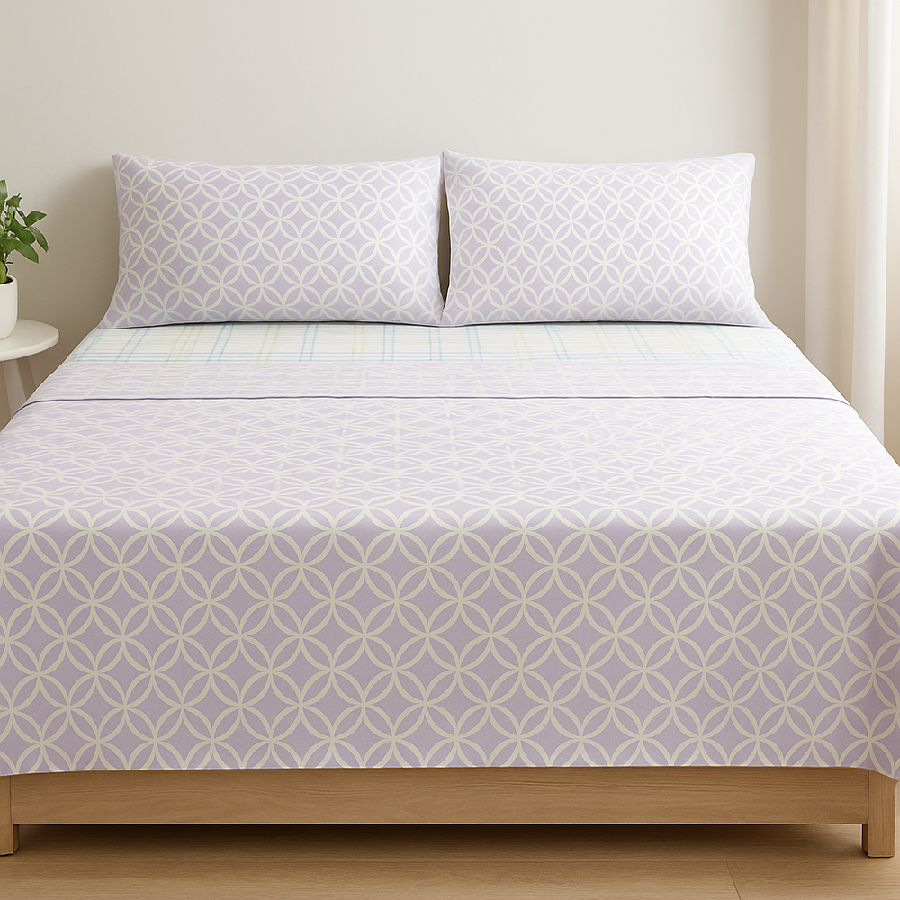 Juego de sábana 144 hilos estampado Círculo Vital