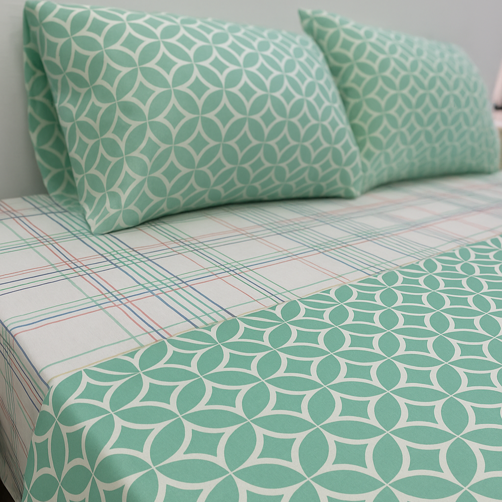 Juego de sábana 144 hilos estampado Círculo Vital