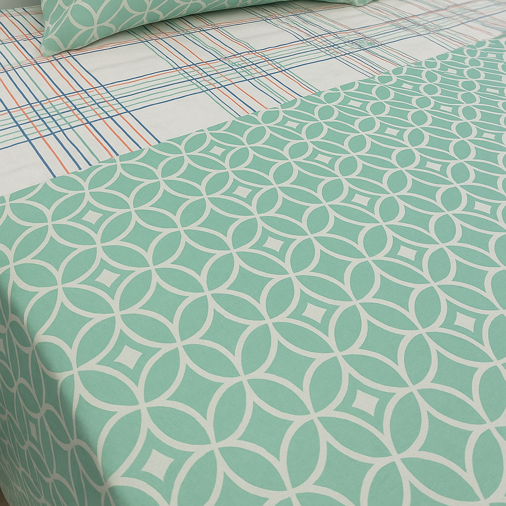 Juego de sábana 144 hilos estampado Círculo Vital