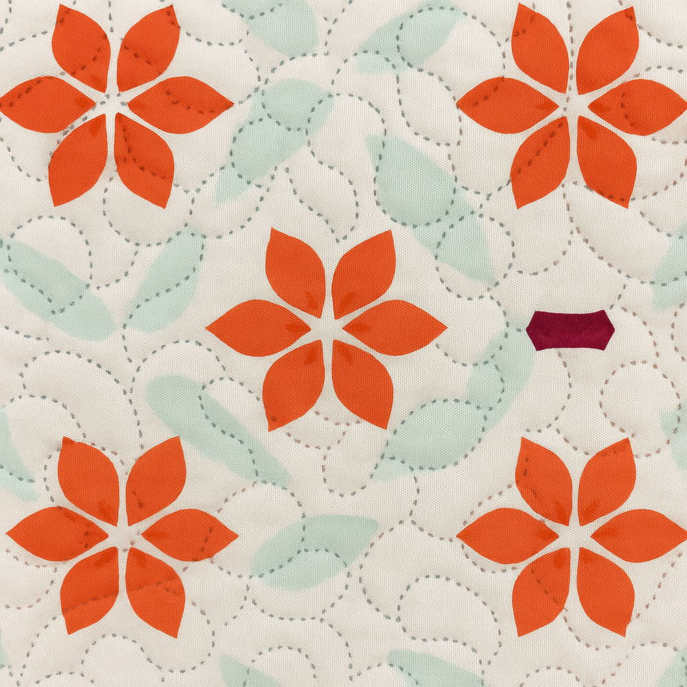 Cubrelecho Tru estampado Jardín Naranja - Doble faz azul navy