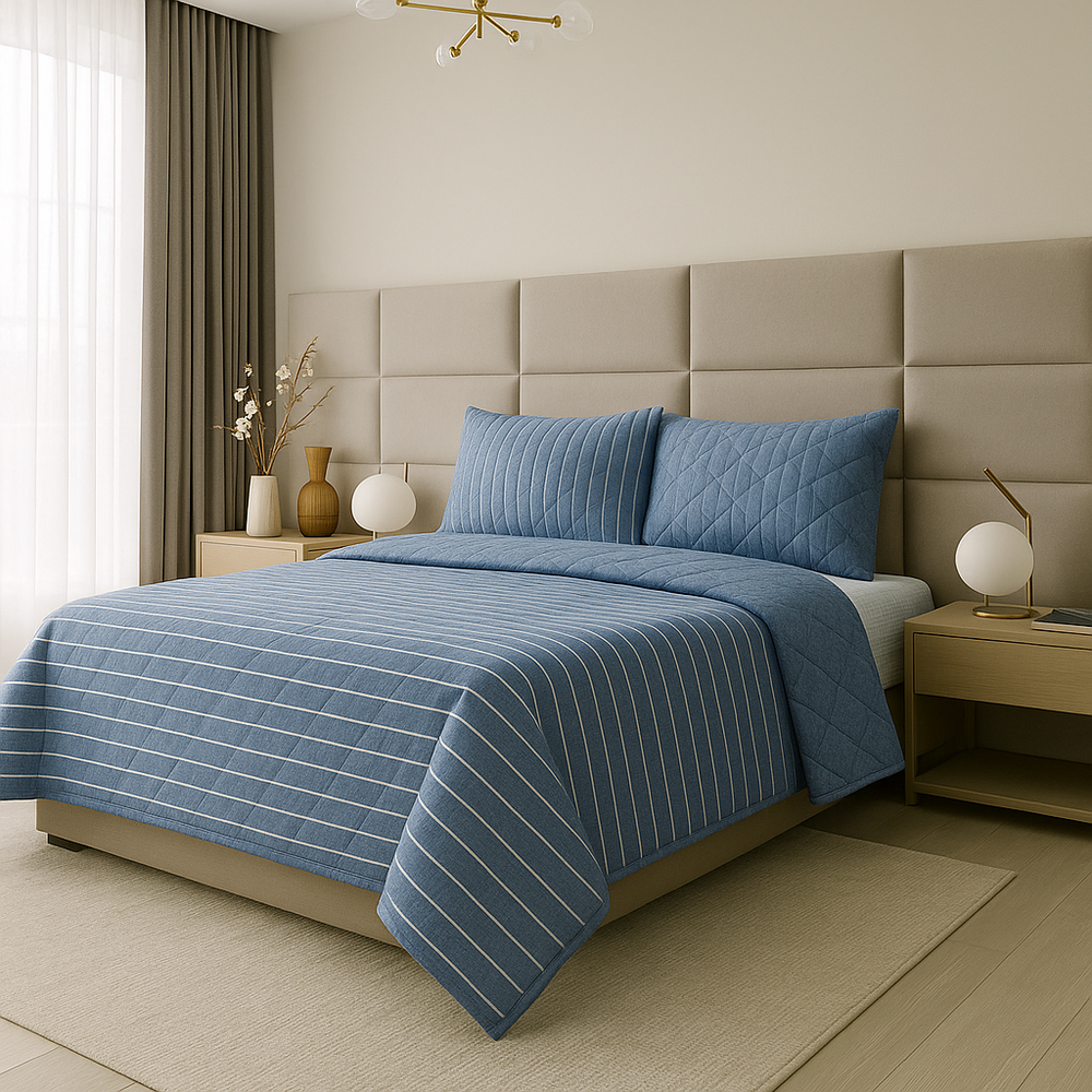 Edredón Doble Faz Microfibra Catiónica Azul Navy