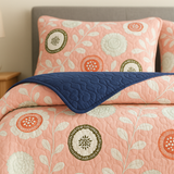 Cubrelecho Tru estampado Senda Floral - Doble faz azul navy