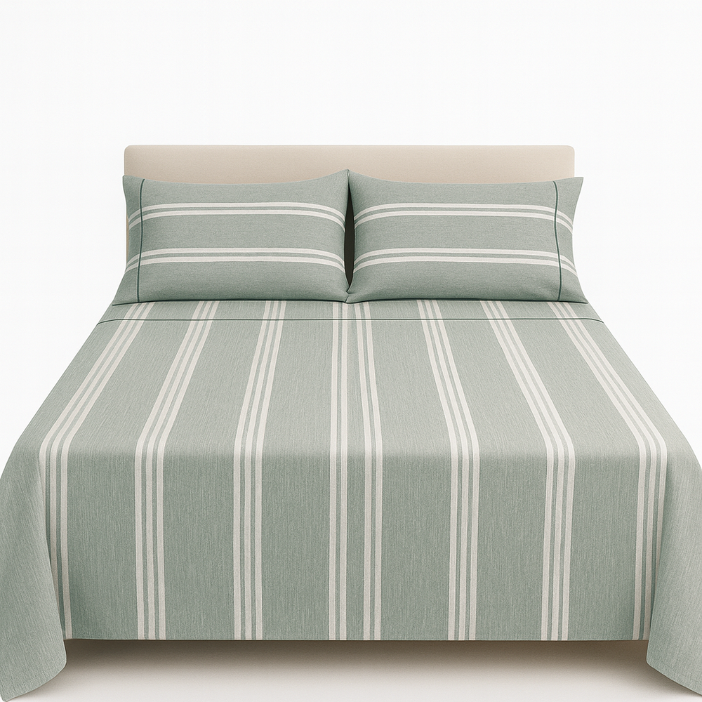 Juego de Sábanas TRU –  Cationicas - Rayas Verdes