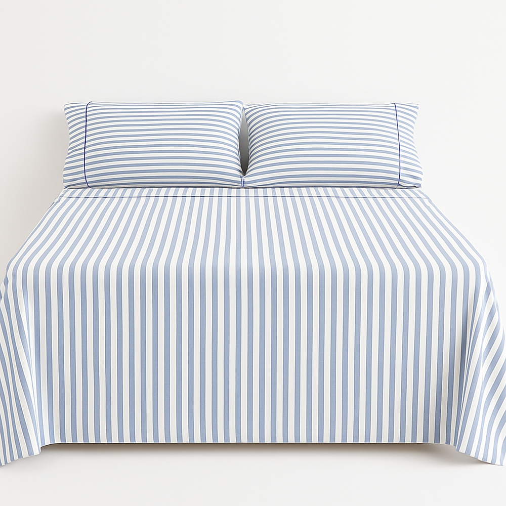 Juego de Sábanas TRU –  Cationicas - Rayas Azules