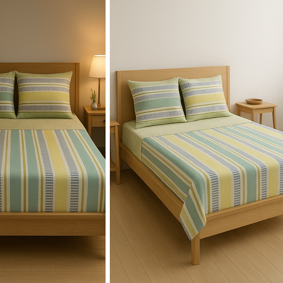 Juego de sábana 144 hilos estampado Andes Lineales