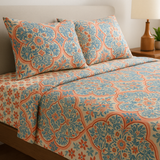 Juego de Sábanas TRU – Microfibra Estampada Naranja Sevilla 80 GRS