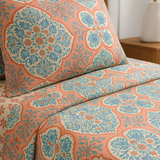 Juego de Sábanas TRU – Microfibra Estampada Naranja Sevilla 80 GRS