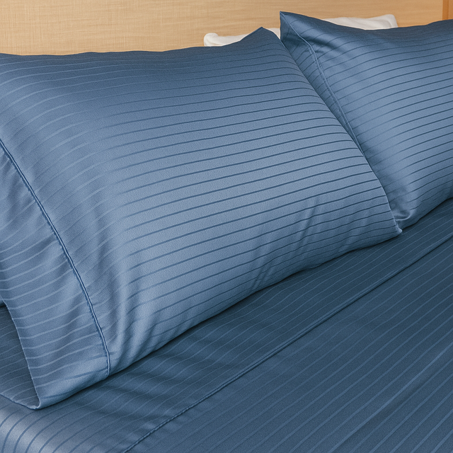 Plain White x Stripe Microfiber Sheet Set