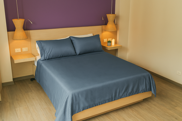 Plain White x Stripe Microfiber Sheet Set