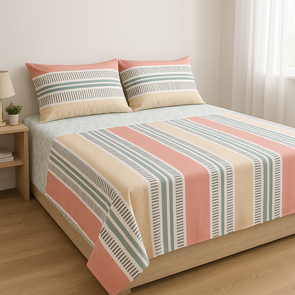 Juego de sábana 144 hilos estampado Andes Lineales