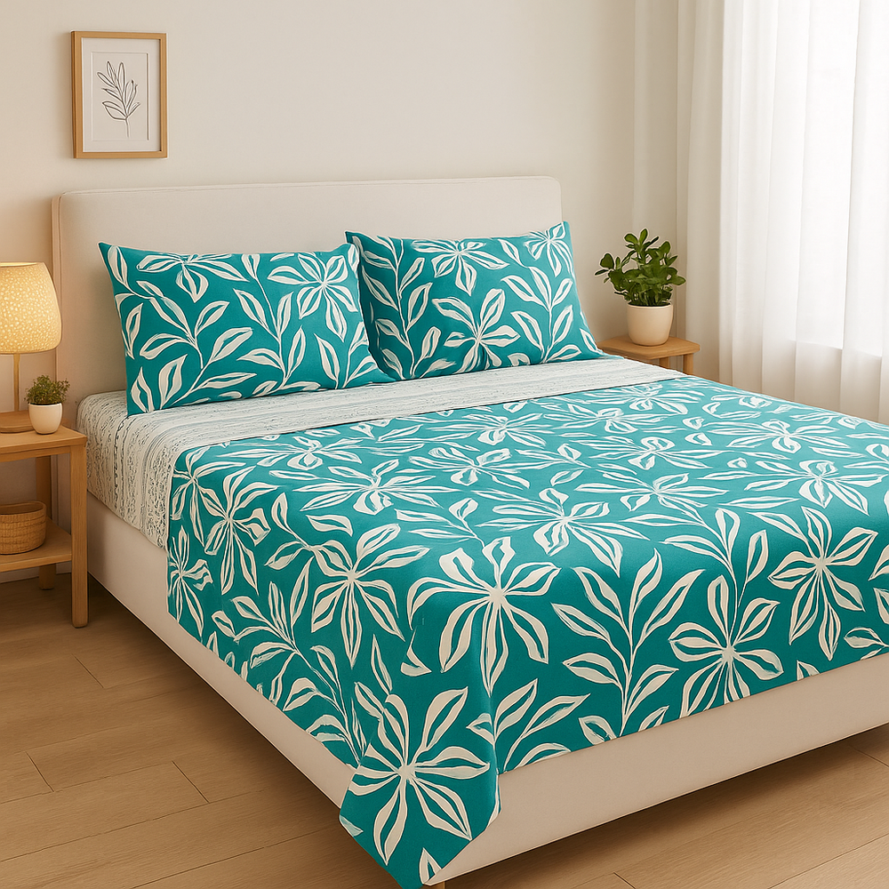 Juego de sábana 144 hilos estampado floral