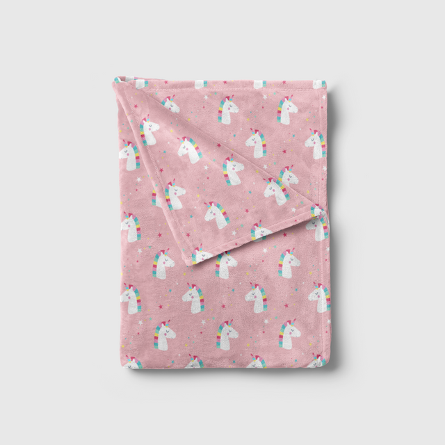 Cobija  Flannel Fleece Color Rosa Unicornio