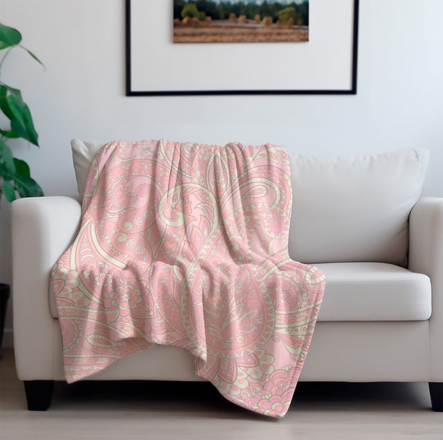 Flannel Fleece Blanket with Pink Textures Print