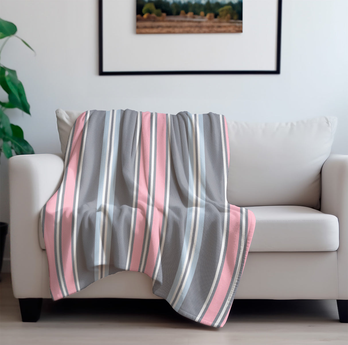 Striped Print Flannel Fleece Blanket