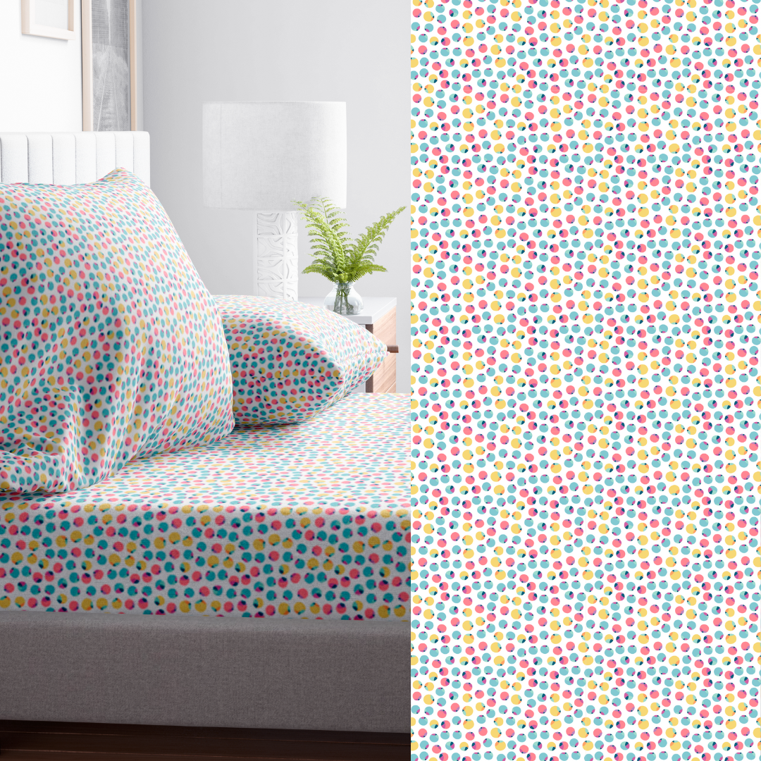 Simple Sheet Set 144 Thread Count Colored Dot Print