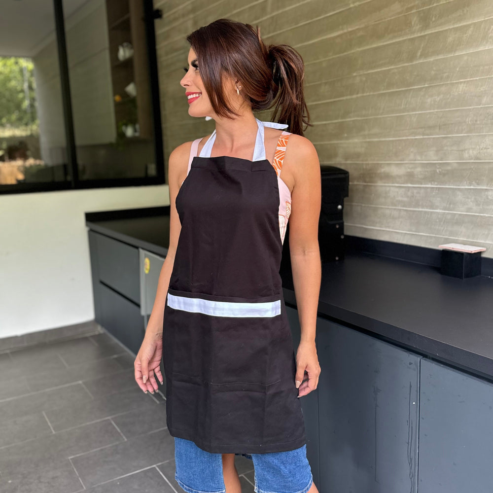 Delantal Básico DRIL Blanco/ Negro