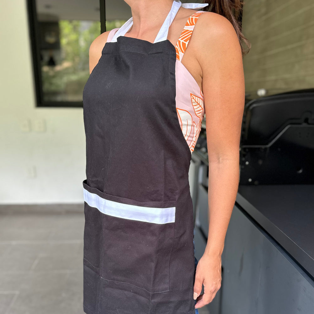 Delantal Básico DRIL Blanco/ Negro