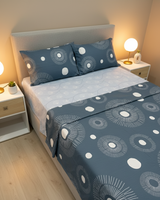 Juego de sábana 144 hilos estampado Azul Grisaceo