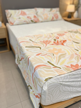 Juego de sábanas 144 hilos estampado flores rosas