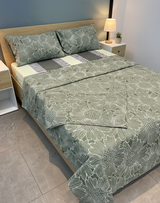 Juego de sábana 144 hilos estampado Verde