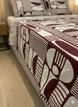 Juego de sábana 144 hilos estampado Vino