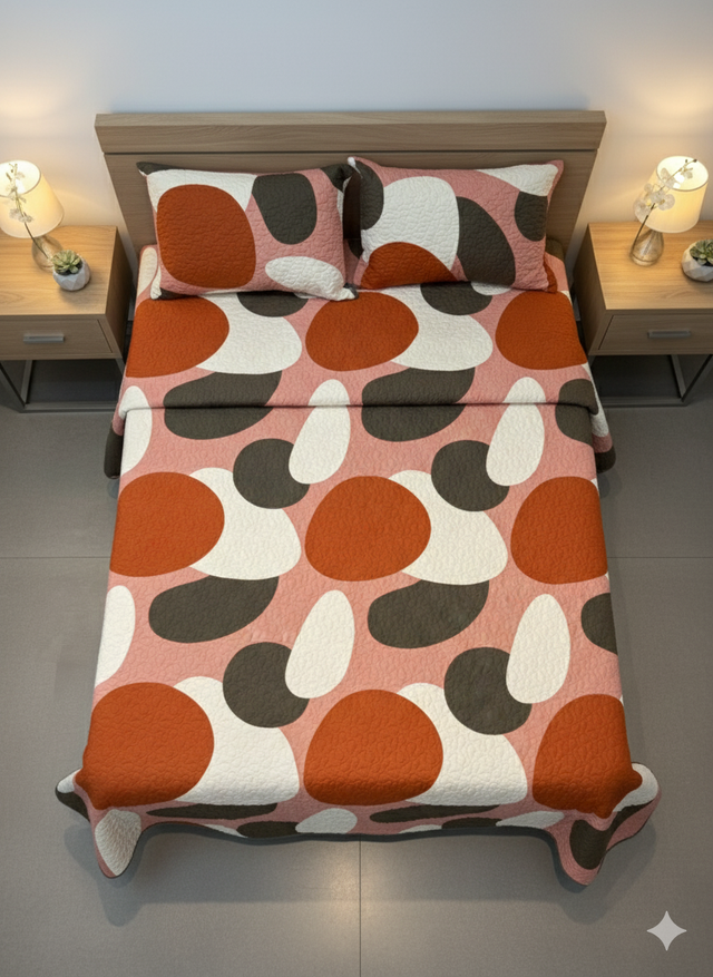 Cubrelecho Tru estampado terracota - Doble faz