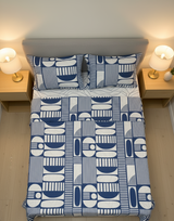 Juego de sábana 144 hilos estampado Azul