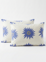 Juego de sábanas 144 hilos estampado flores azules