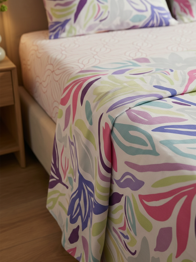 Juego de sábanas 144 hilos estampado naranja